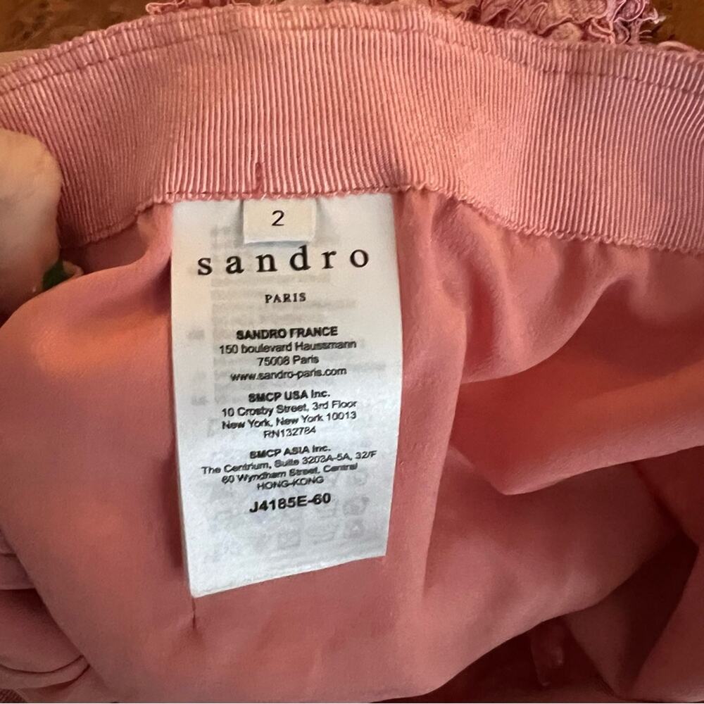 Sandro Devon Banded Floral Lace Mini Skirt in Rose Pink - Picture 9 of 12